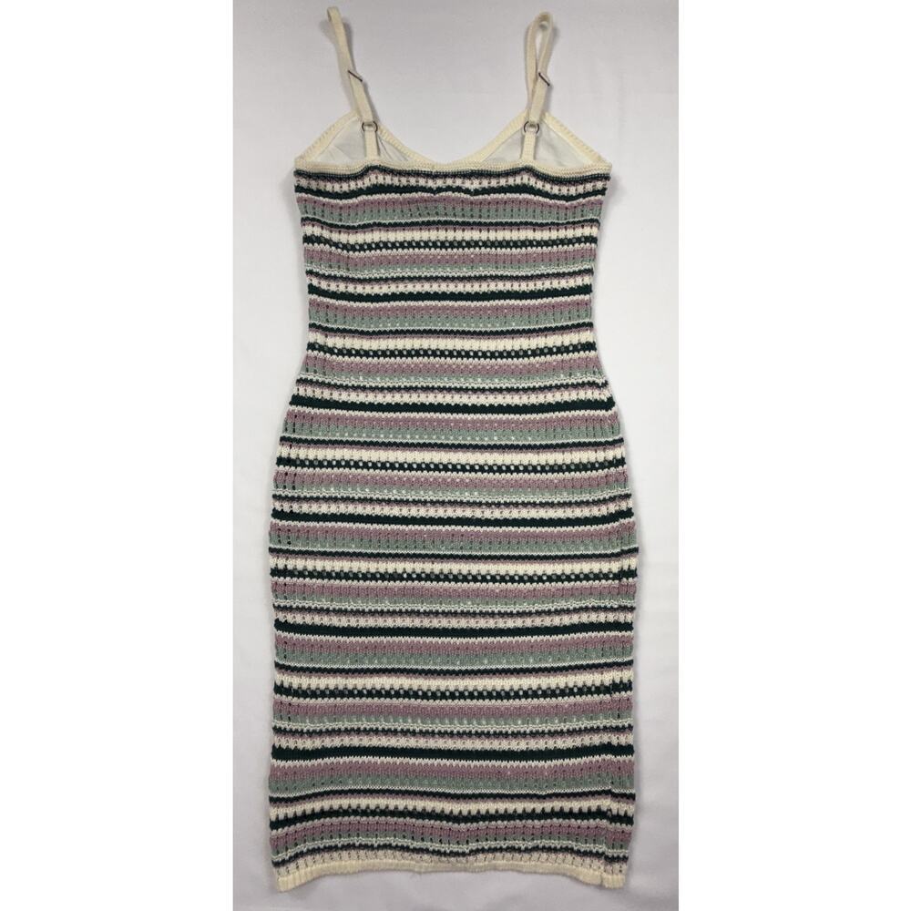 Pink Rose Striped Crochet Midi Dress Sleeveless Crochet  size S - Picture 6 of 11